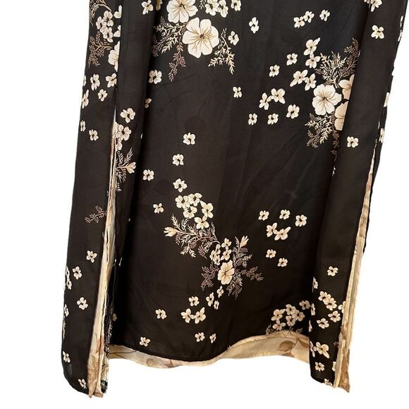 Floral Ditsy Versatile WimsyGoth Black Shift Maxi Sleeveless Boho Vintage Dress - Picture 7 of 13